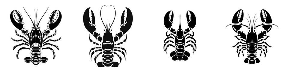Die-Cut lobster silhouettes, white isolate background.