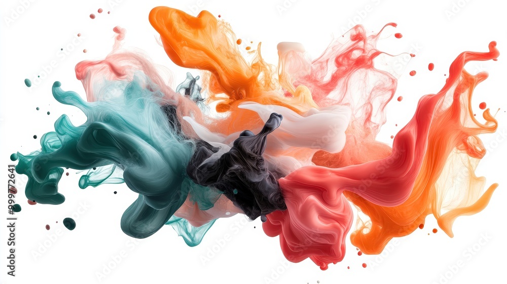 Poster dynamic swirls of ink capture the creative process in a vibrant visual symphony of colors