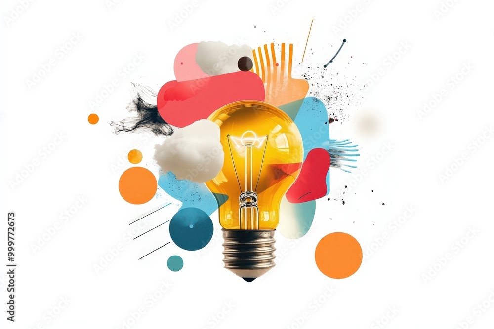 Poster vibrant fusion of color and innovation: the dynamic essence of creativity in a lightbulb design