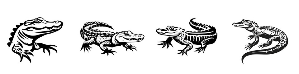 Obraz premium Illustration of various lizard species on a white isolated background.