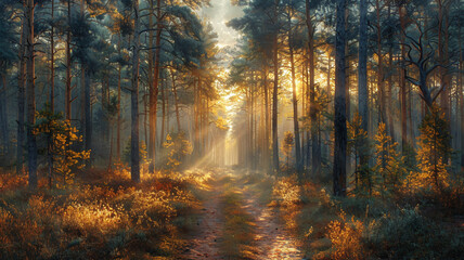 Obraz premium Early morning in the forest close up