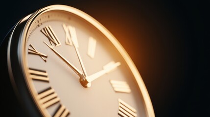Mesmerizing Close-Up of a Classic Analog Clock Face with Intricate Roman Numerals