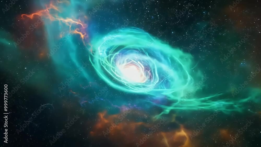 Poster embark exciting journey universe abstract 3d digital art animation illustrating flight crab nebulpul