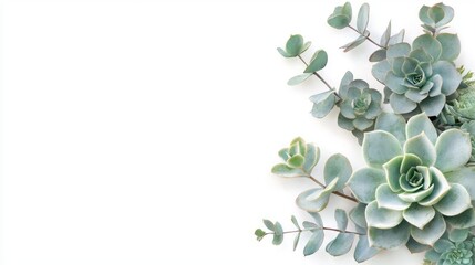 Watercolor Succulent Bouquet, Hand-painted arrangement of green, violet, and pink cacti with eucalyptus leaves, ideal for botanical design and print projects on a white backdrop