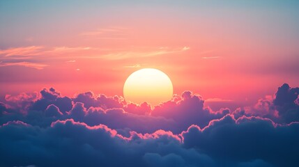 Breathtaking Sunset Sky with Dramatic Clouds and Glowing Sun