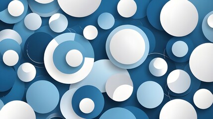 An abstract geometric background with an elegant blend of white and blue, highlighting round shapes,circular patterns. The design is both modern and visually striking, ideal for various applications 