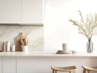 Cozy, modern kitchen interior with modern design elements to create a warm and inviting atmosphere