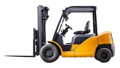 Forklift isolated on white background, clipping path, full depth of field