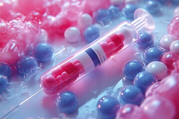 Medicine background for presentation with pills and drugs, AI generated