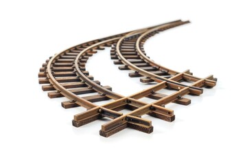 A close-up shot of a train track on a white surface, ideal for use in illustrations or designs where a train theme is needed