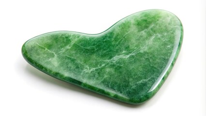 Fototapeta premium Green quartz gua sha tool for facial massage on white background