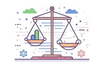 A simple illustration of a scale with a chart on it, suitable for educational or informative purposes