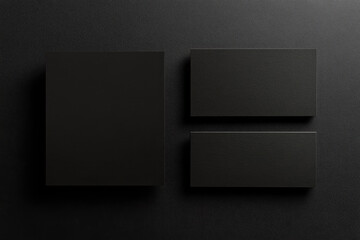 Black business card mockup on a black background. Created with Ai