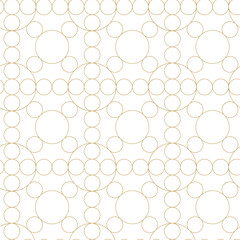 Abstract geometric pattern with circles, crosses, stripes, lines. Seamless vector background. White and gold ornament. Modern reticulated graphic design.