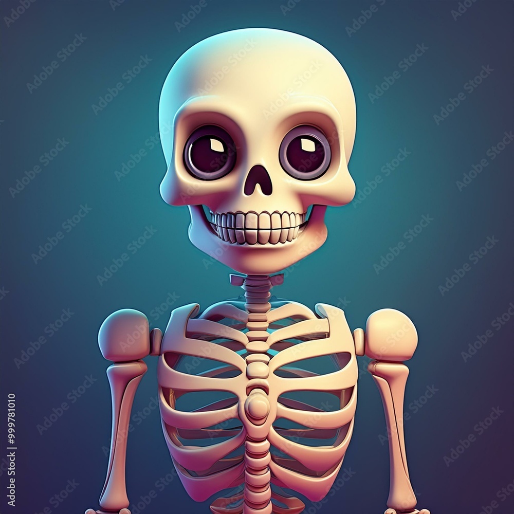 Sticker Cute Cartoon Halloween Skeleton Character Avatar