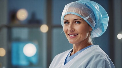 Portrait of a smiling female doctor looking at the camera in the hospital