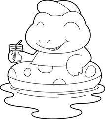 Frog Swimming Swim ring Animal Vector Graphic Art Illustration
