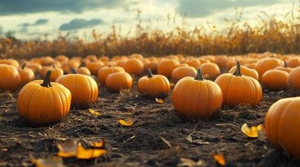 Asset Horizontal shot of pumpkin patch