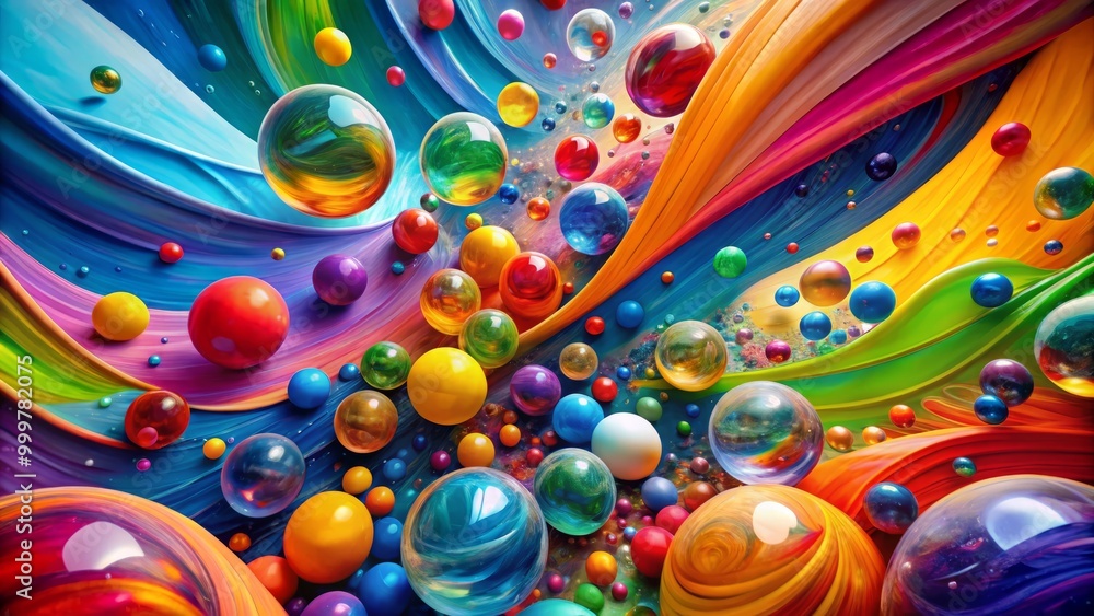 Poster an explosion of vibrant hues and dynamic shapes converge into a distinctive composition, harmonizing