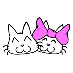 2 Cats Love Couple Heart Team Two Fun Friends Crew Adorable Cat Happy Sweet Little Face Kitten Pets Funny Cartoon Cute Lovers Comic Fun Love Kittens Adorable Feline Playful Kitties Fur Baby Paw Owners