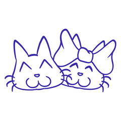2 Cats Love Couple Heart Team Two Fun Friends Crew Adorable Cat Happy Sweet Little Face Kitten Pets Funny Cartoon Cute Lovers Comic Fun Love Kittens Adorable Feline Playful Kitties Fur Baby Paw Owners