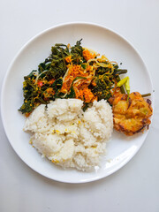 Urap Sayur. healthy and traditional indonesian food isolated on white