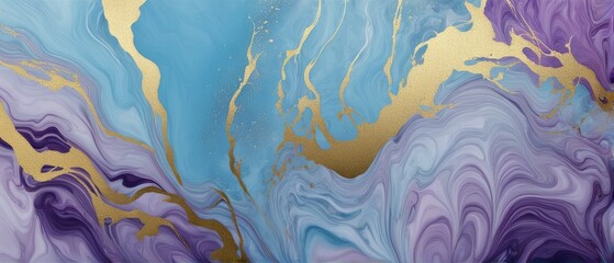 Abstract Swirls of Blue, Purple, and Gold