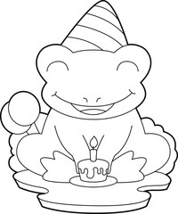 Frog Birthday Party hat Animal Vector Graphic Art Illustration