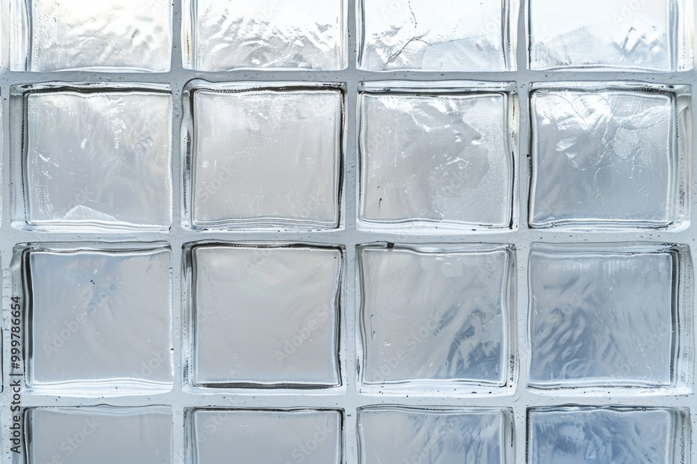Poster a close-up view of a glass block wall with intricate details and texture