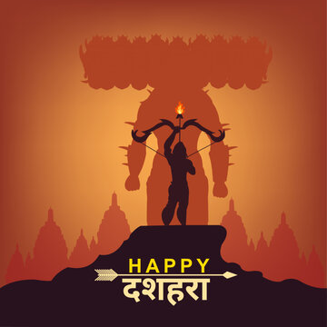 Happy Dussehra festival of India. of Lord Rama killing Ravana. vector illustration design