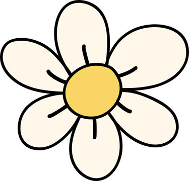 Retro flower doodle simple drawing outline
