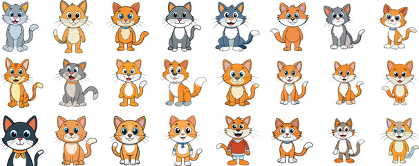 A collection of illustrations of cats in various poses.