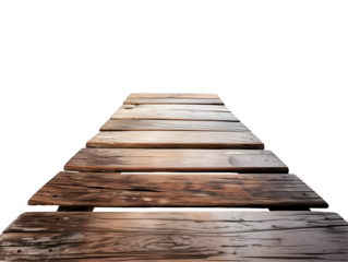Wooden pier path isolated on transparent or white background