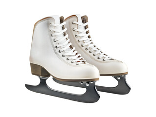 Pair of white ice skates isolated on transparent or white background