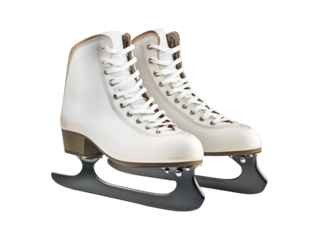 Pair of white ice skates isolated on transparent or white background