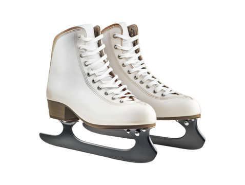 Pair of white ice skates isolated on transparent or white background