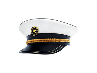Captain's hat with nautical badge isolated on transparent or white background