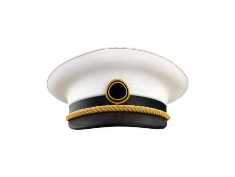 Captain's hat isolated on transparent or white background