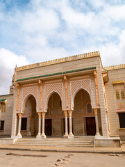 Side entrance of Saudi Mosque, Nouakchott, Mauritania on a clear morning - Portrait Shot