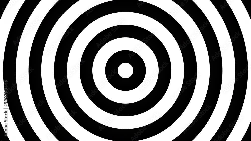 Leinwandbilder dynamic geometric background with black and white flat circles zoom in motion graphics. abstract fla