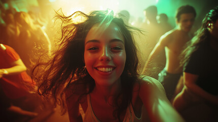 Naklejka premium young beautiful girl in the nightclub