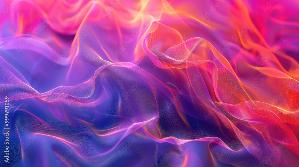 Poster a detailed view of vibrant textile material with intricate patterns and colors