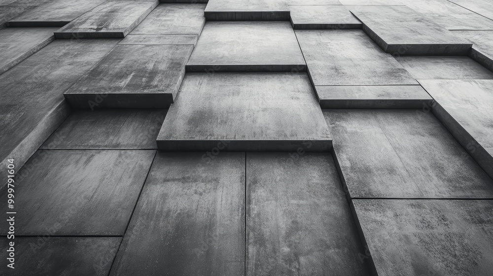 Aufkleber abstract geometric pattern of gray concrete tiles. a modern architectural texture with a 3d effect. 