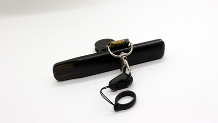 Black vape or electronic cigarette with hanger