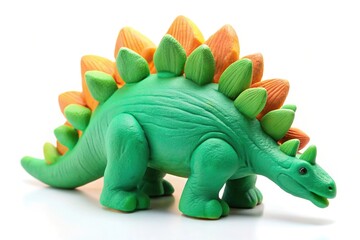 Obraz premium Handmade clay plasticine stegosaurus on white background