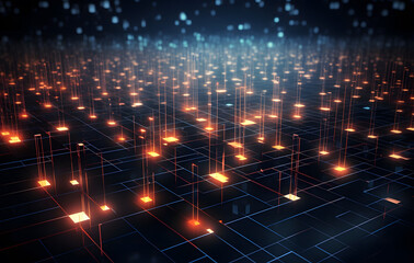 Obraz premium Fractal lights in a digital space create an abstract backdrop of energy and symmetry, showcasing a vibrant interplay of technology and motion