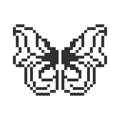 Fototapeta premium cute monochrome butterfly wings pixel art