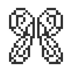 cute monochrome butterfly wings pixel art
