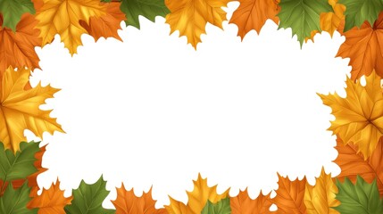 Fototapeta premium Colorful autumn leaves scattered on a white background creating a vibrant seasonal artwork for decorative purposes