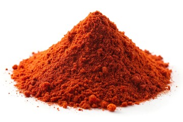 Heap of ground paprika spice on white background